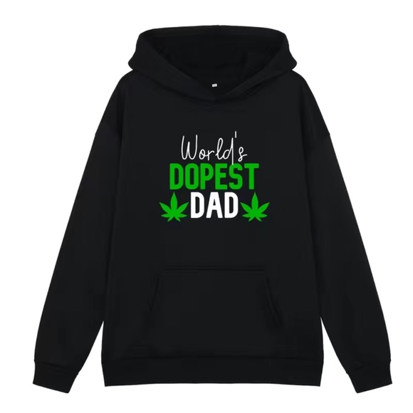 Other - 🔴 CLEARANCE 🏷️ NWT BLACK “WORLD’S DOPEST DAD” CANNABIS HOODED SWEATSHIRT Mens XL